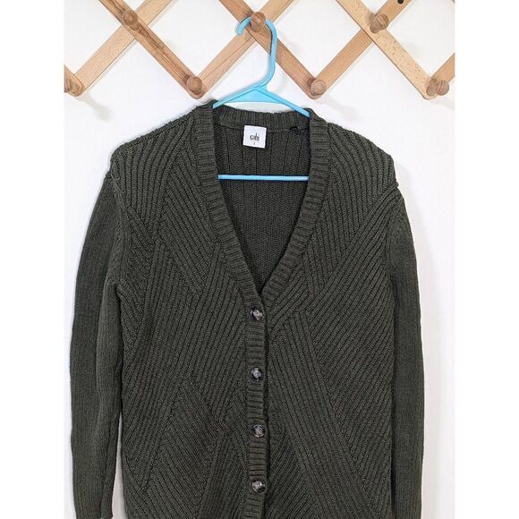 CAbi Aerial Olive Green Knit Cardigan - Size S - Picture 2 of 7
